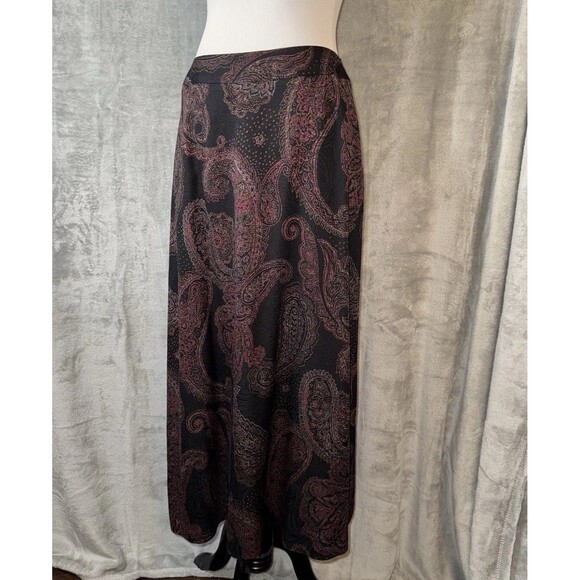 Vintage Talbots Woman Petites Paisley Maxi Skirt Silk Wool Sz 12W Witchy Fairy - Picture 1 of 10